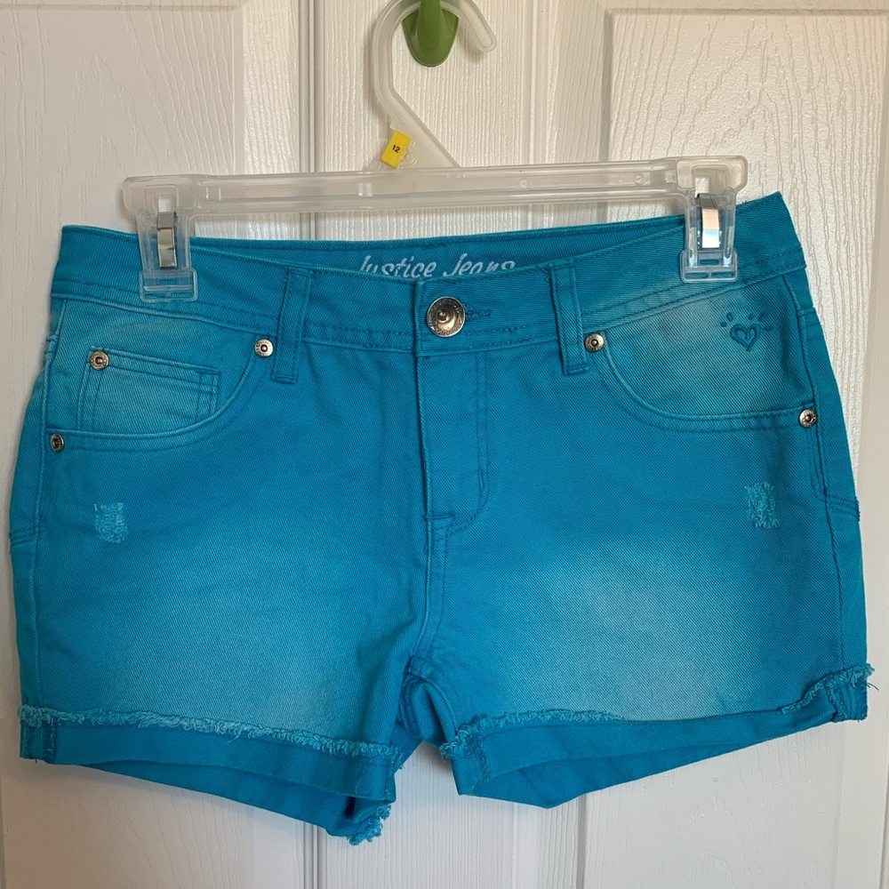 Justice Teal Jean Shorts